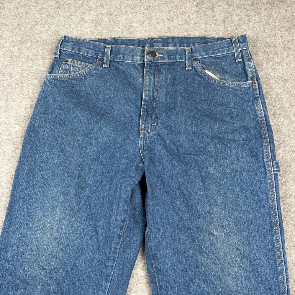 Dickies Carpenter Jeans Mens 38x32 Blue Denim Workwear Utility Rugged Western